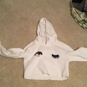 cropped sweatshirt w eyes on it